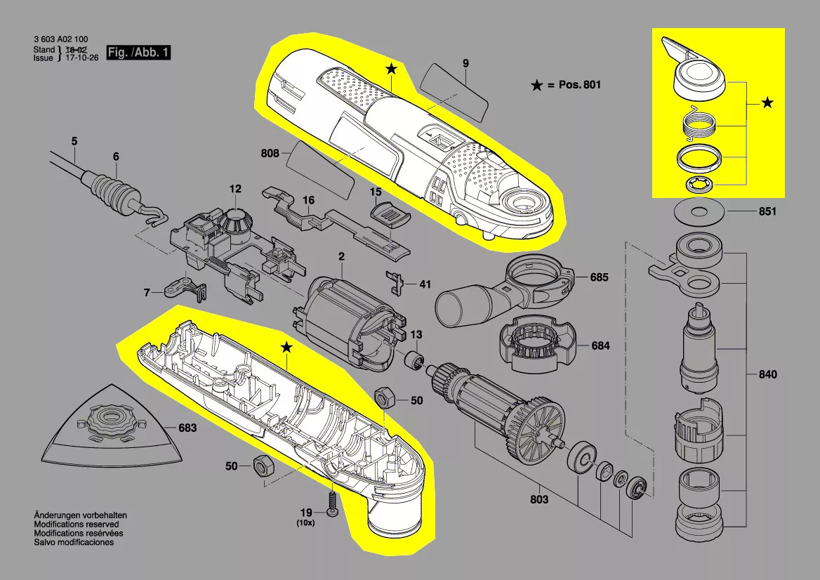coquille avec levier déverrouillage lame réf. 1 607 000 C5M Bosch